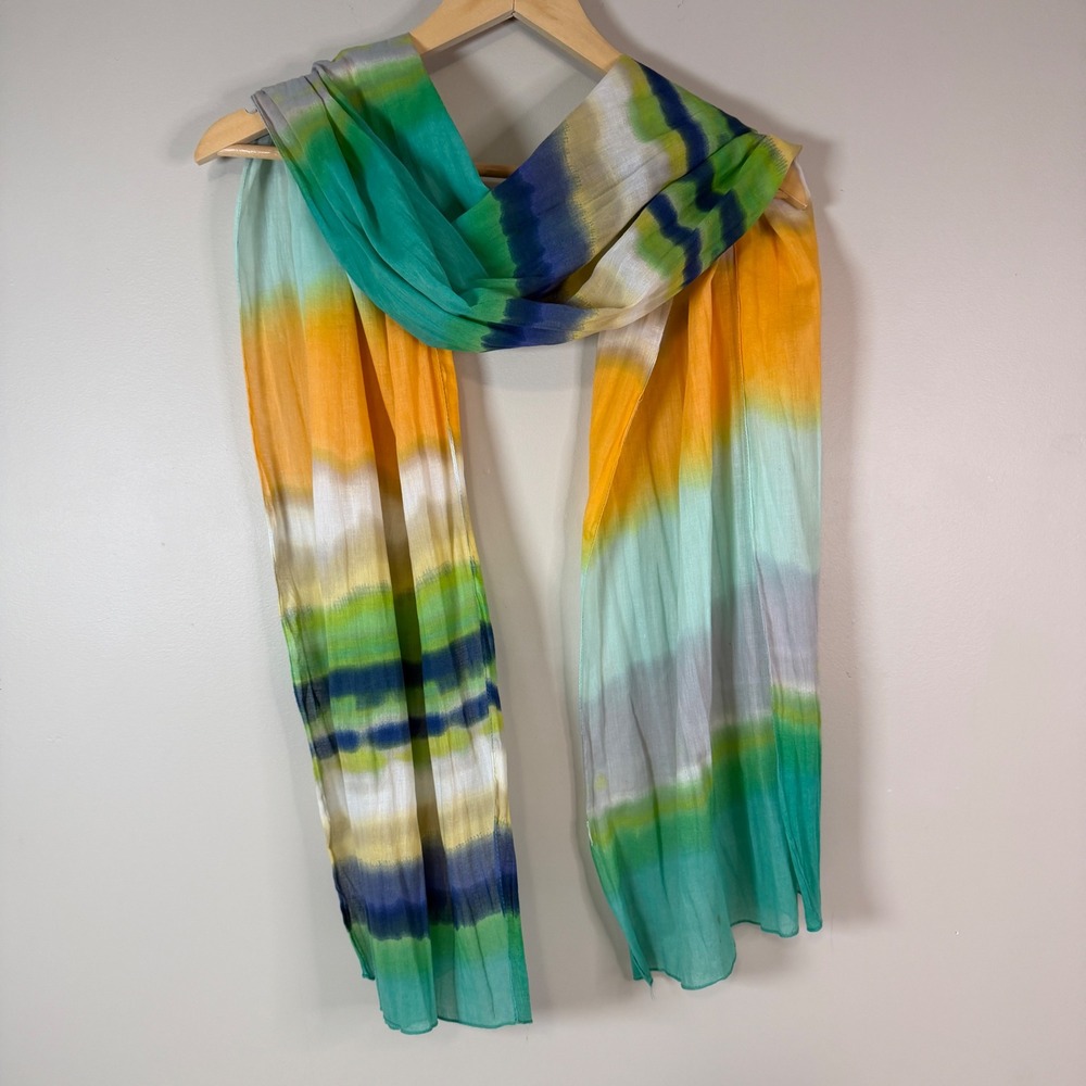 Tie Dye Ombre Cotton Scarf Wrap 20"x72"Shawl Boho‎ Summer Lightweight